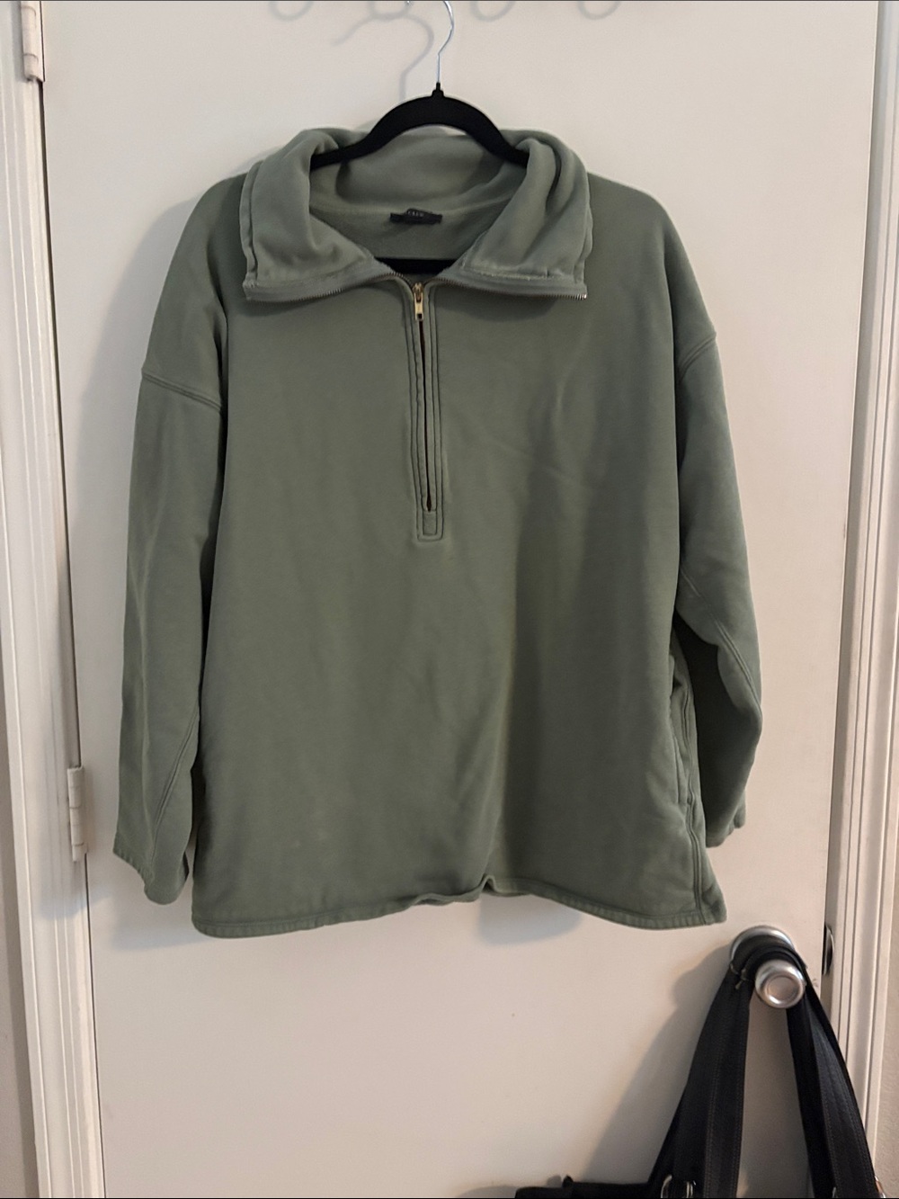 J. Crew Men's Light Olive Green Half-Zip Sweater